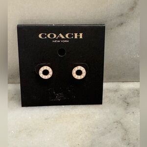 Coach mini pearl open circle earrings